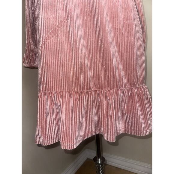 NEW Suzanne Betro Dress Dusty Pink Ribbed Stretch Maxi Ruffle Hem Size Large NEW - Picture 4 of 10